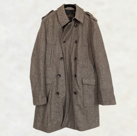 Ben Sherman Other - Ben Sherman Double-Breasted Wool Admiral Coat in Brown - size Large